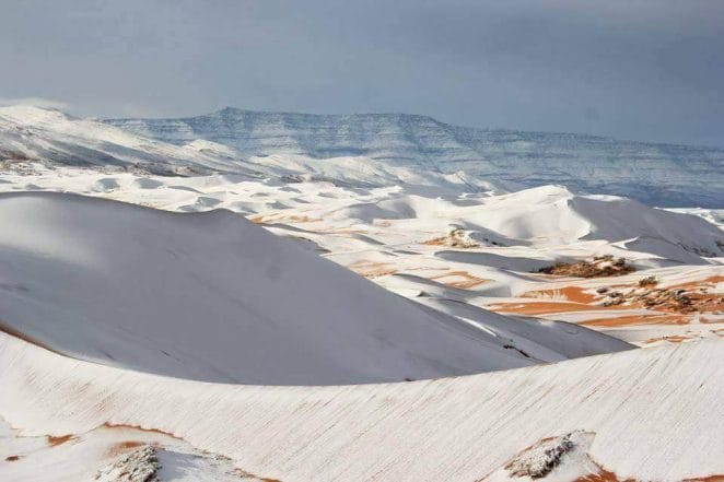 Desert snow pictures: Sahara desert ,Ain-Sefra,Algeria 