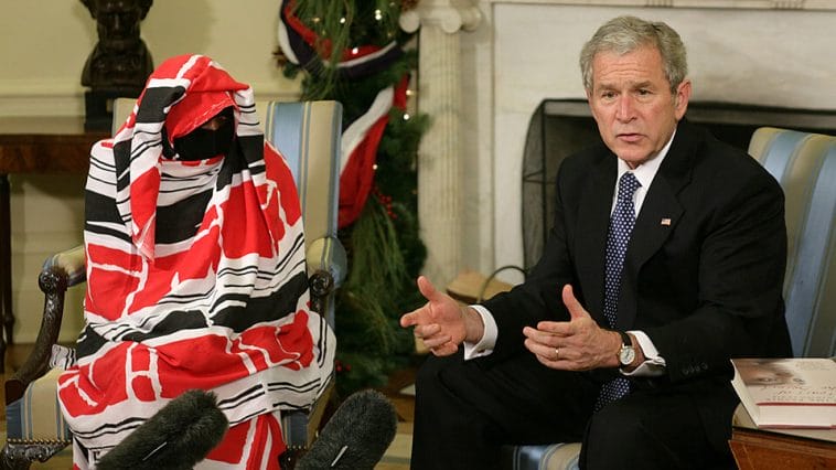 Dr Halima Bashir with the previous president of USA George W. Bush, White house