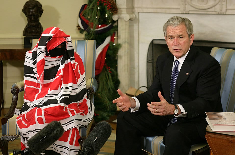 Dr Halima Bashir with the previous president of USA George W. Bush, White house