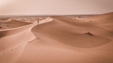 Tuareg walking on the soil desert