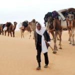 Berber man with his caravane in tunisian desert