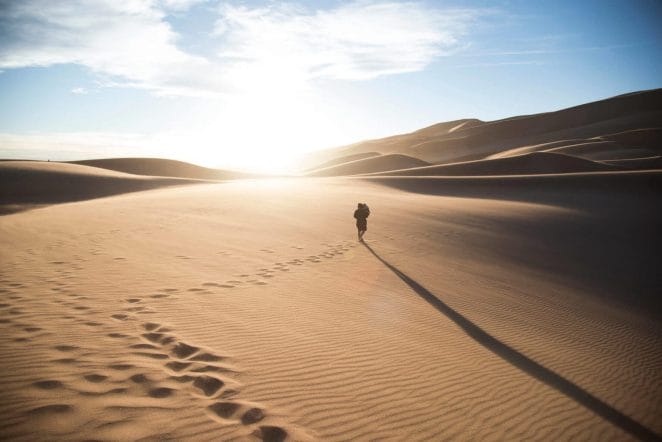 walking on the desert dunes